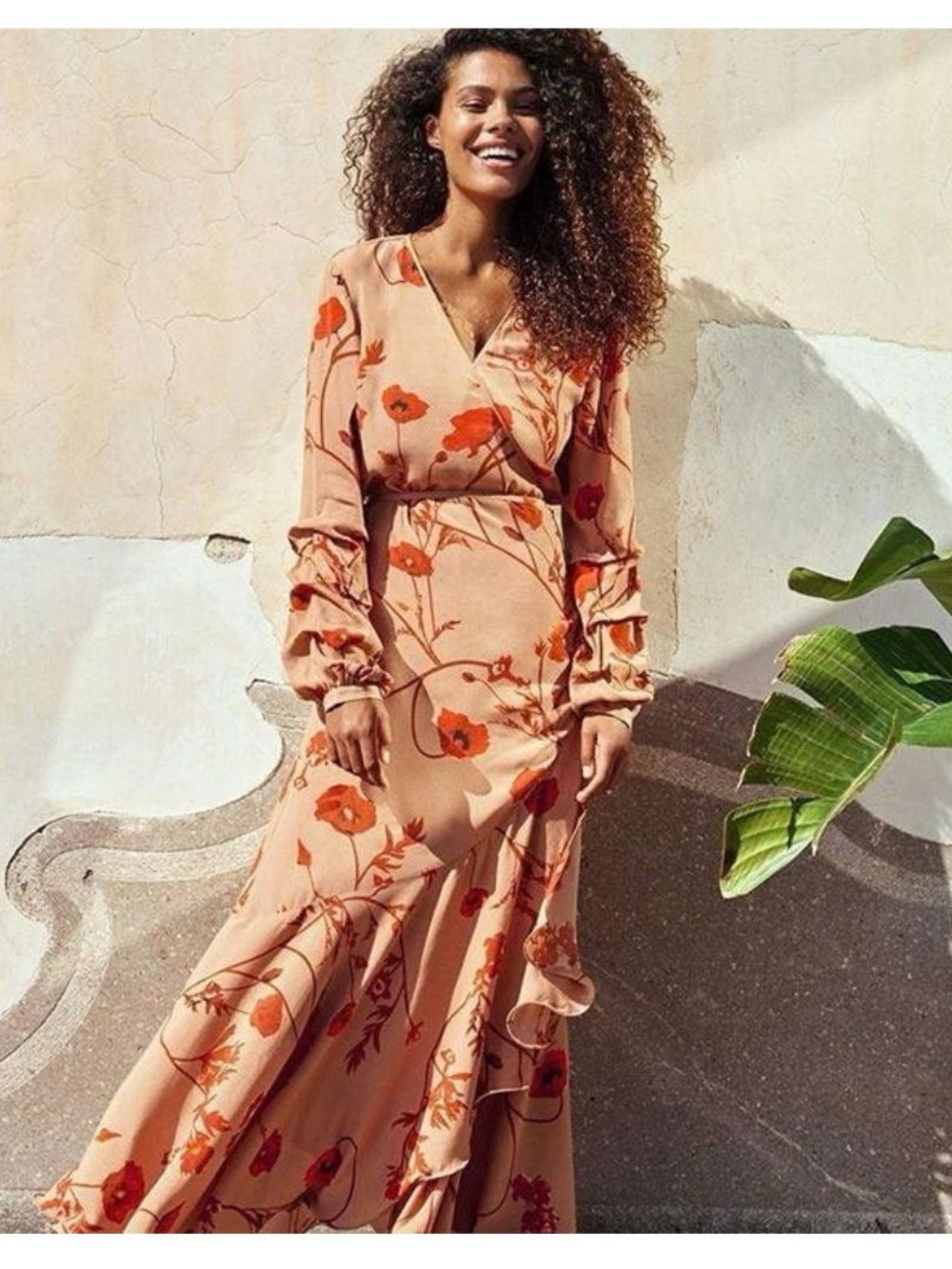 Johanna Ortiz x H&M Red Poppy Floral Wrap Maxi Dress size M